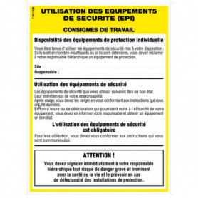 Affichage des consignes de sécurité